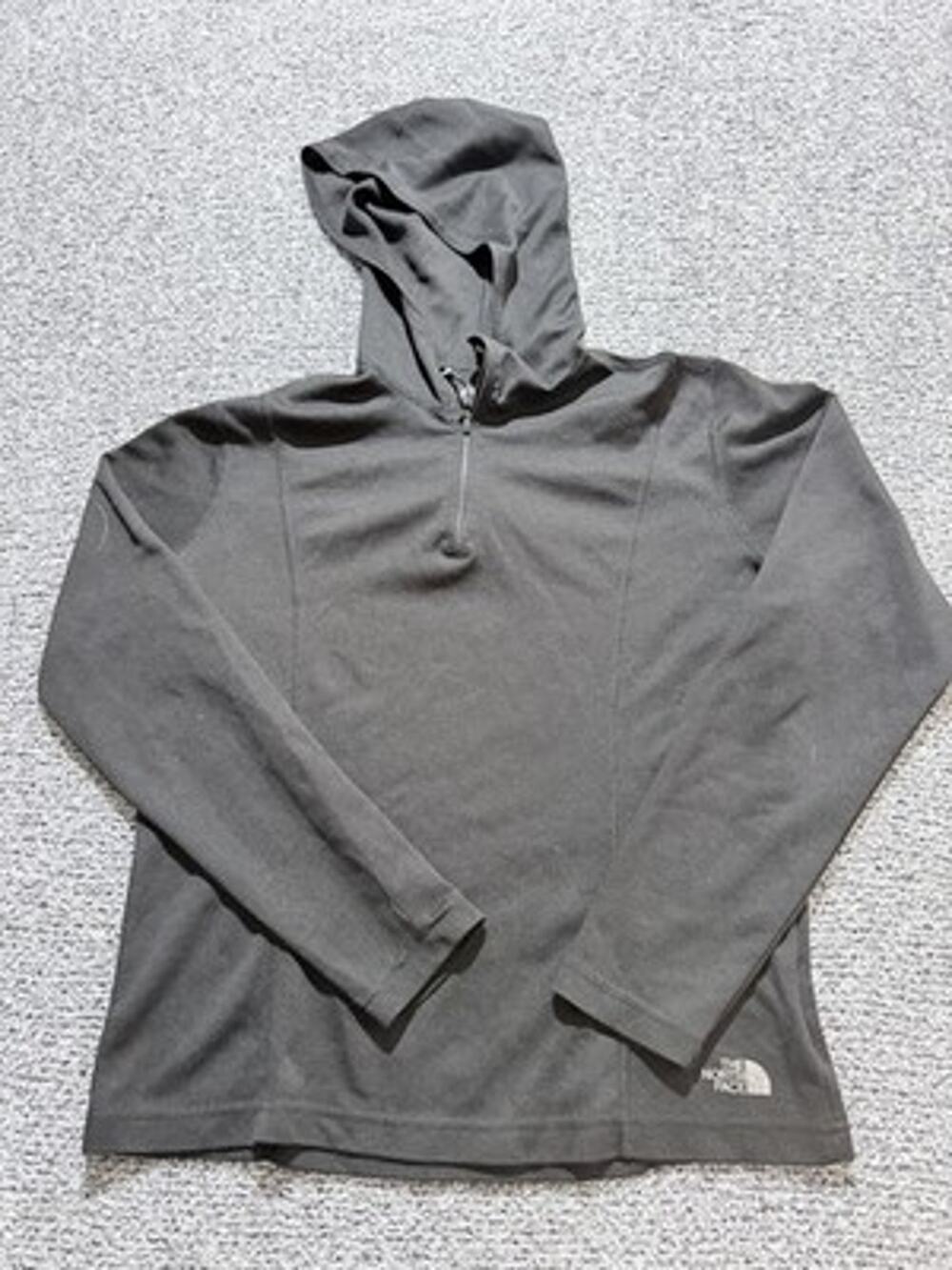 Northface Women’s 1/4 Zip Hoodie Black Sporty Chic lightweight Running Jacket Lg
